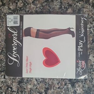 Lover's Lane Lace Trim Sheer Thigh High 3x-4x RED w/ lace trim at the thigh new